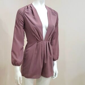 Tobi Mauve Long Sleeve Romper
